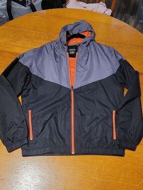 bcg Black Windbreaker with Gray Yoke and Orange Trim